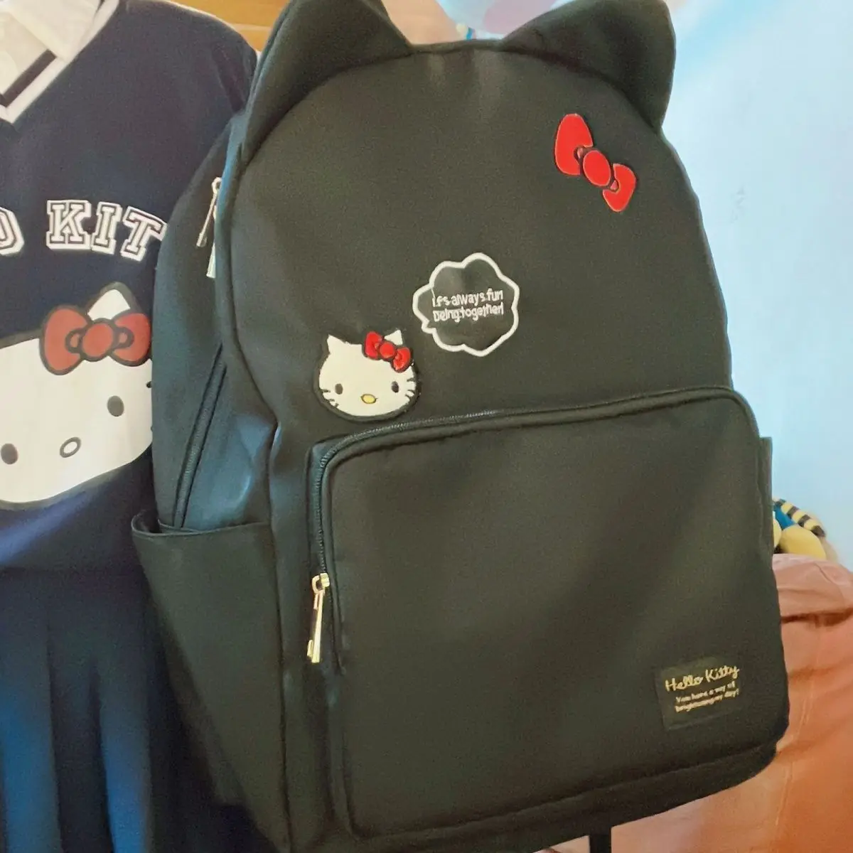 

Sanrio HelloKitty Kawaii милый мультяшный Большой Вместительный брызгозащищенный школьный ранец с двойным плечом для студентов дорожный рюкзак