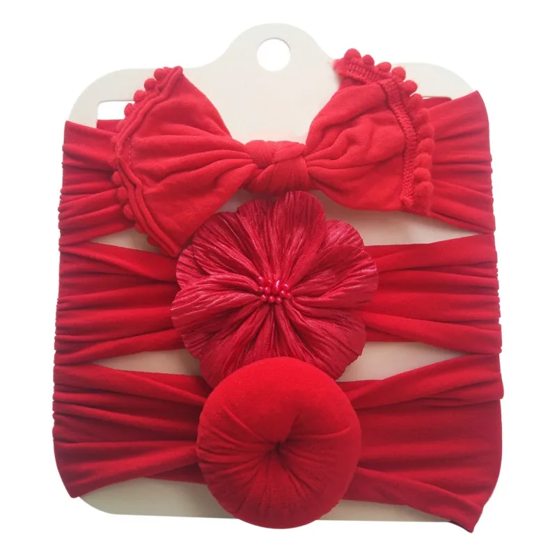 

Special Promotion 3PCS Baby Girls Headwear Cotton Headbands Flower Bow Turban Hair Band For Toddlers Newborn Baby Girl
