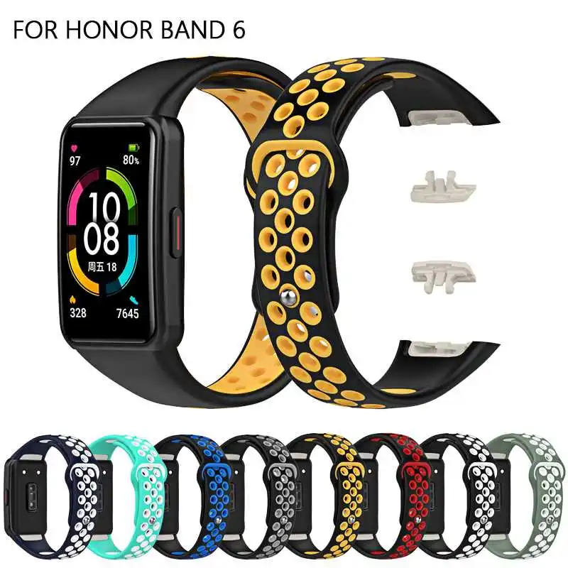 

Mokoemi Bicolor Silicone Strap For Huawei Honor Band 6 Band Smart Watch Wristband Bracelet WatchBand