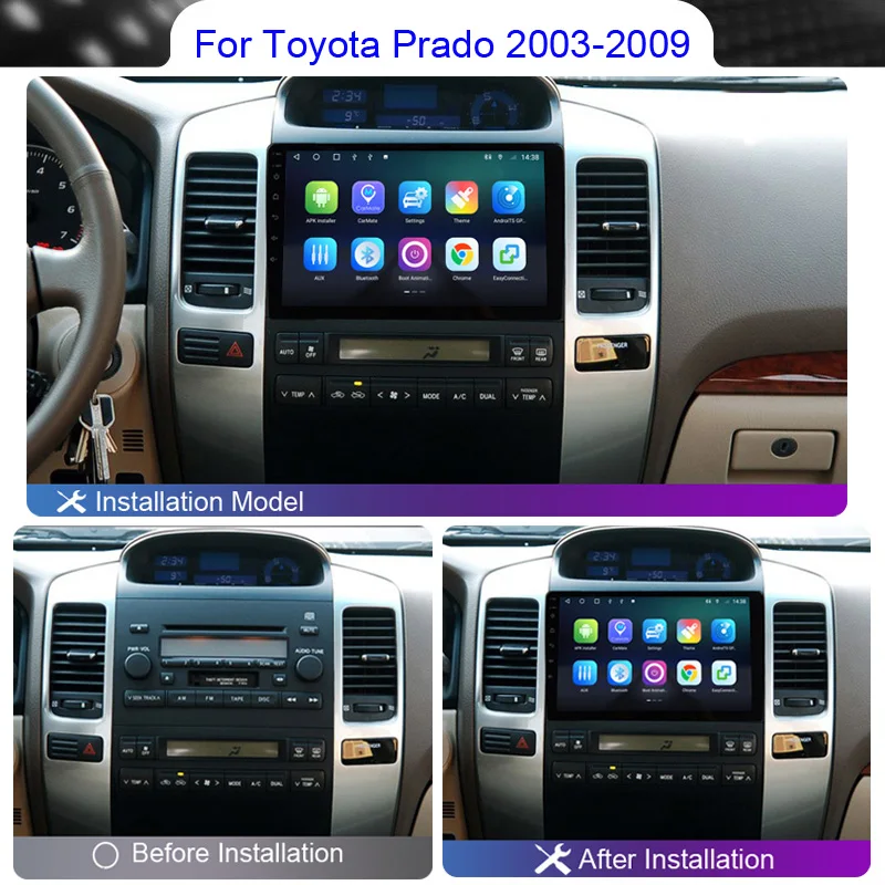 Roadwise Android автомобильный радиоприемник мультимедийный Carplay для land Cruiser Toyota Prado 120 2003