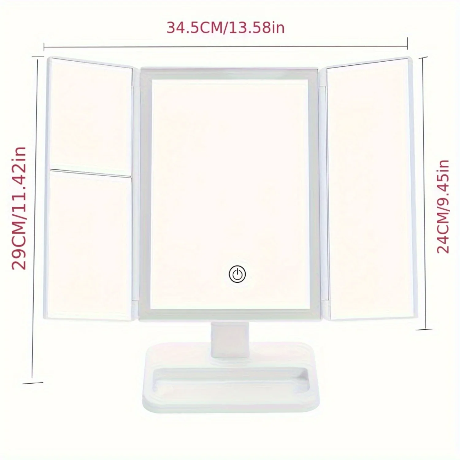 Зеркало для макияжа с регулируемой яркостью и 3-кратным увеличением портативное