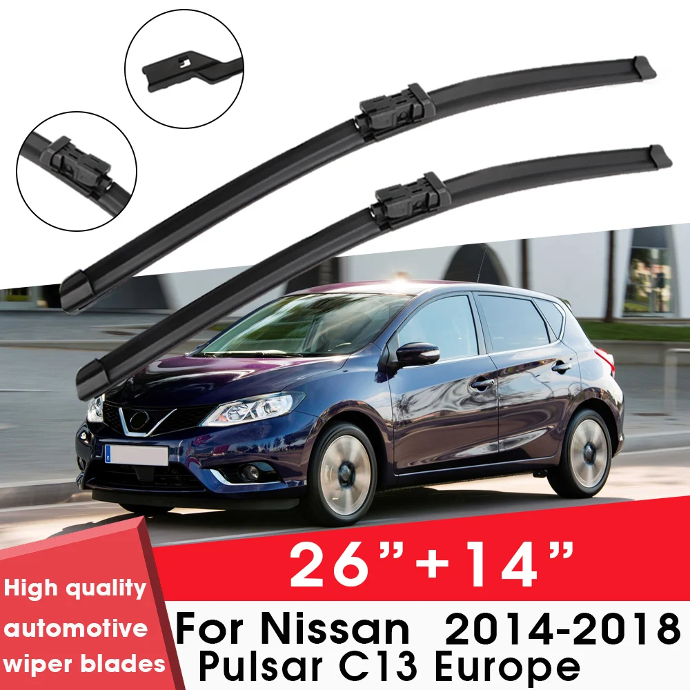 

Car Wiper Blade Blades For Nissan Pulsar C13 Europe 2014-2018 26"+14" Windshield Windscreen Clean Rubber Silicon Cars Wipers