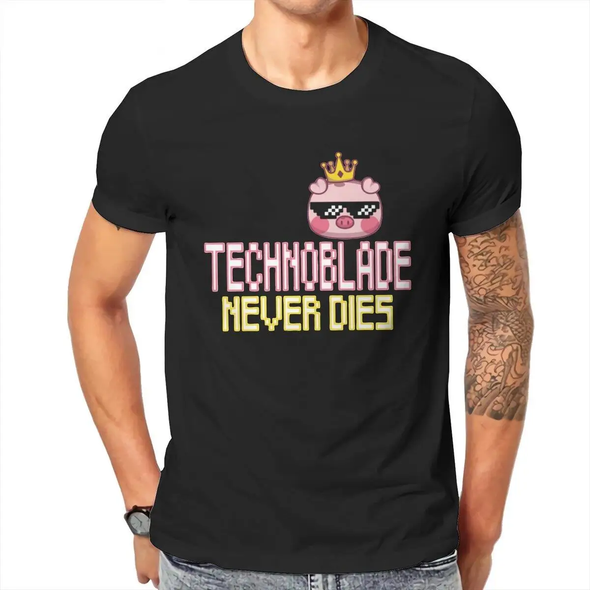 

Humor Technoblade Never Dies T-Shirt Men O Neck 100% Cotton T Shirt Short Sleeve Tee Shirt Birthday Gift Clothes
