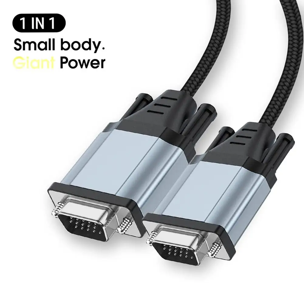 

VGA To VGA Adapter Cable With Chip 15-pin Male Input Output 1080p Screw-in VGA Cable For Projector Laptop Digital Cable 1.8m