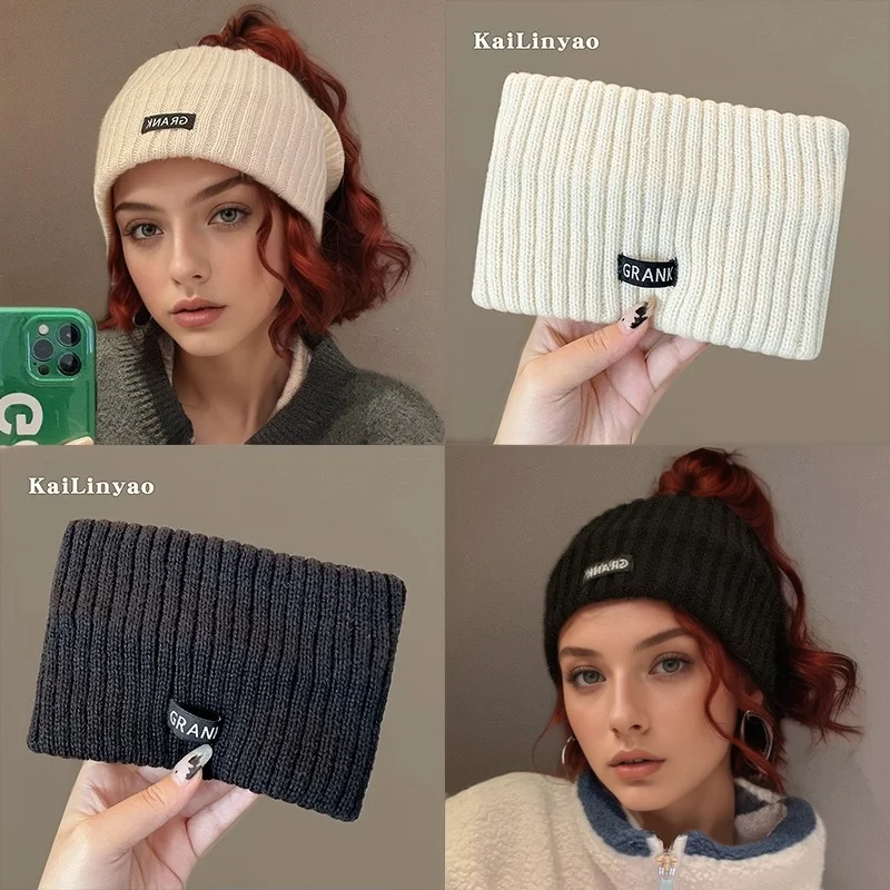 Элегантная вязаная повязка на голову для женщин — уютная грелка ушей однотонная