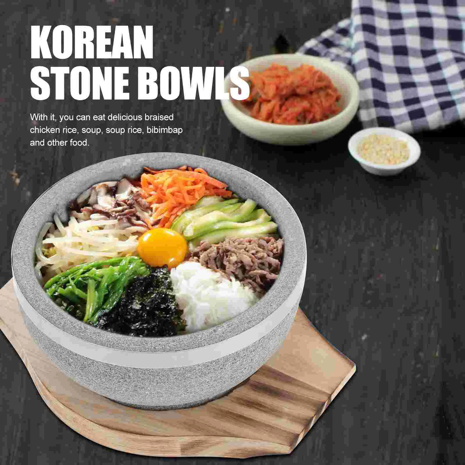 Посуда Каменная миска Бибимбап Чаши Кухонная утварь для корейского супа с