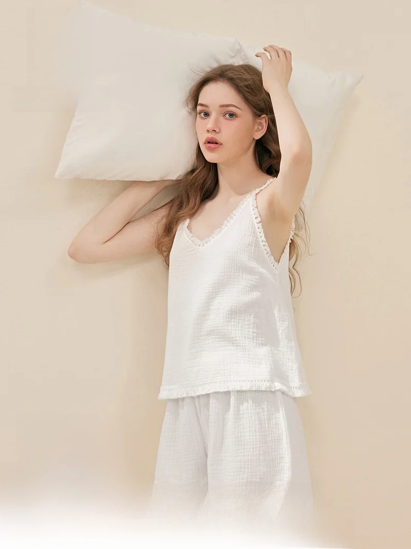 Yiwei 2024 новые летние шорты на бретельках с кисточками комплект из двухслойной