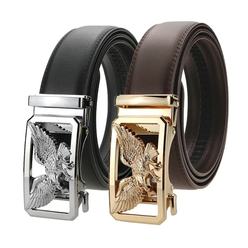 

LannyQveen New Style cow Leather Belt for men fashion alloy buckle men's Automatic belts business quality wholesale