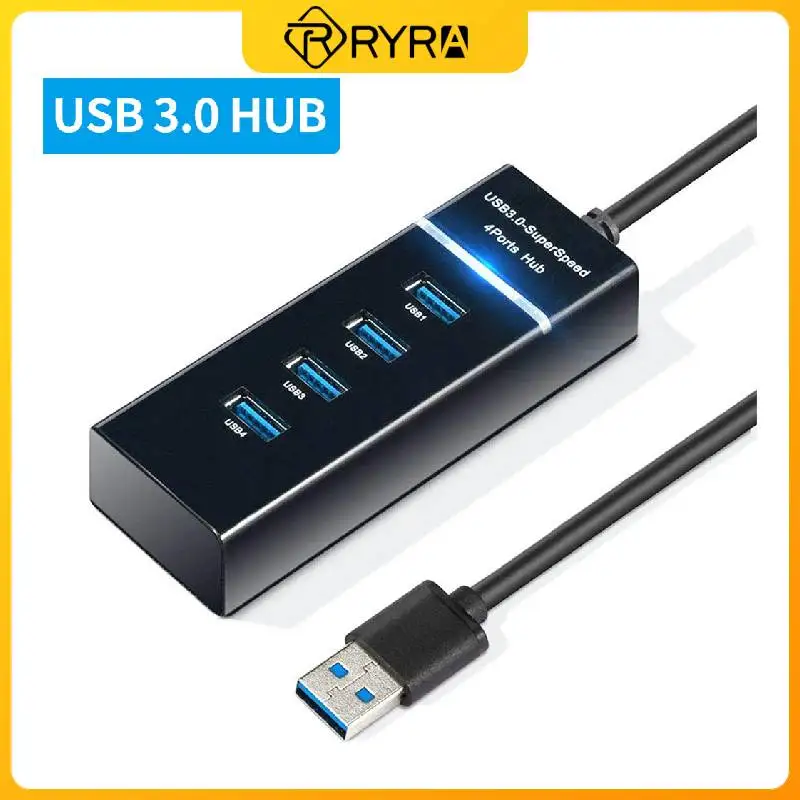 

RYRA 4 порта 2,0 3.0 Φ мультиразветвитель USB-адаптер, расширенный кабель для настольного ПК, ноутбука, адаптер