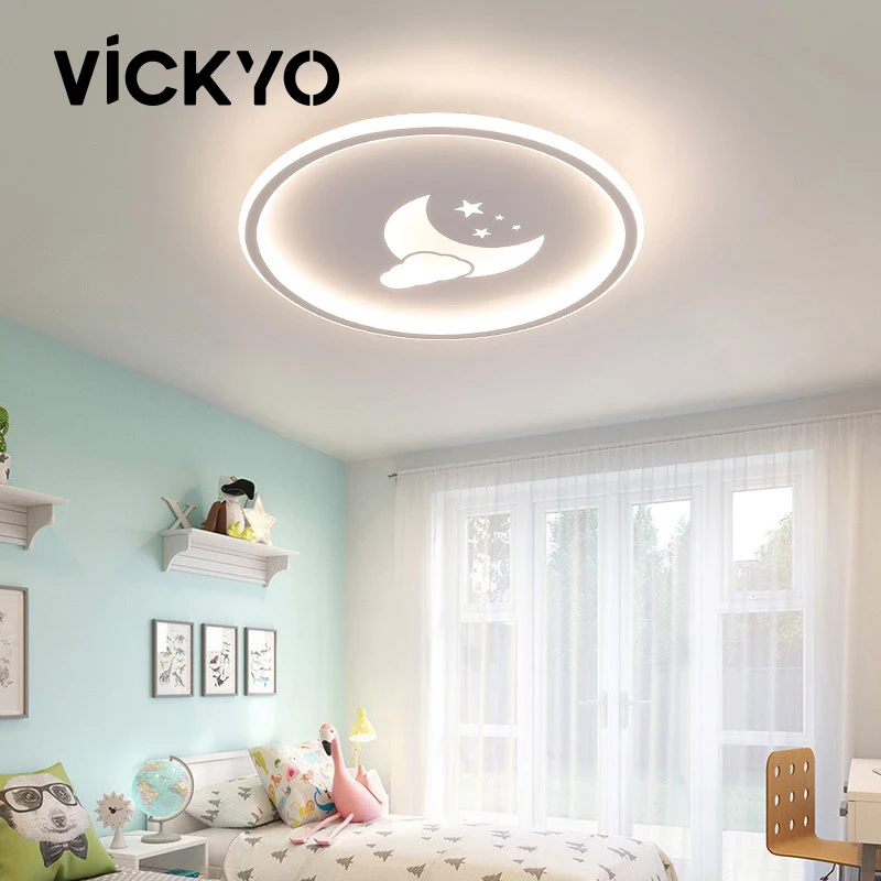 

VICKYO Nordic Ceiling Light Led Cartoon Moon Children's Room Lamp Creative Cloud White/Pink/Blue Bedroom Home Interior Lighting