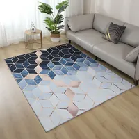 3D Illusion Home Rug Metal Golden Living Room Carpet Modern Dark Blue/Black Geometric Carpets for Bedroom Nonslip Sofa Chair Mat