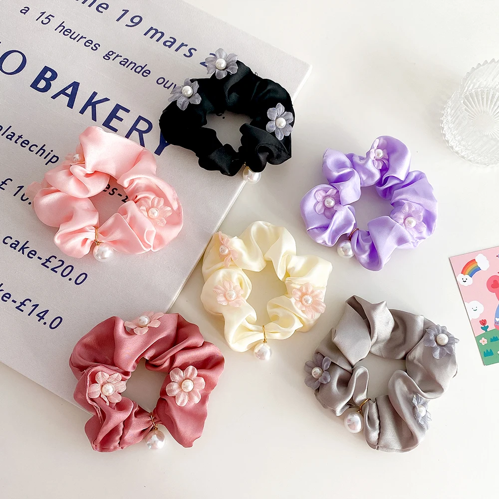 

Chengxi Flower New Design Koean Style Hair Band Chiffon Cotton Hair Scrunchies For Women And Girl High Quality Elastic Hair Tie