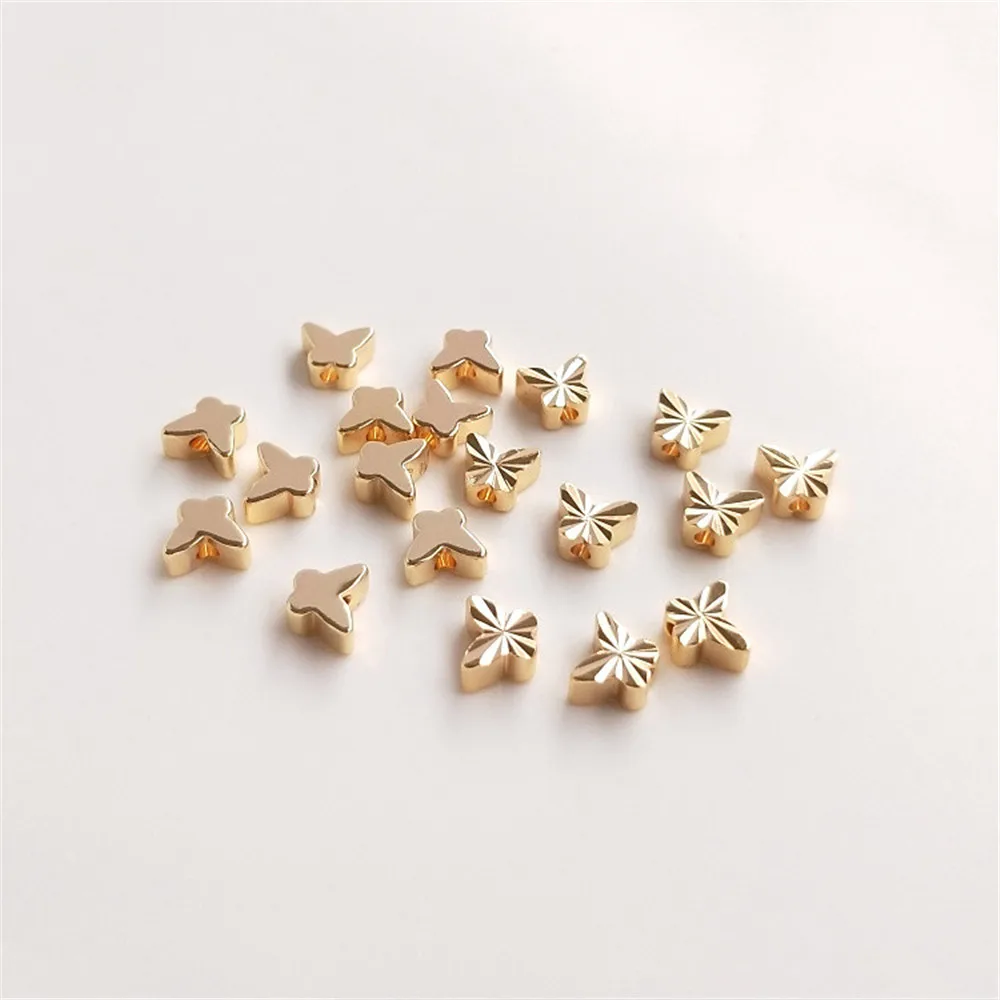 

14K plated gold filled Butterfly bead, through hole, vertical hole, butterfly bead, diy handmade jewelry, loose bead