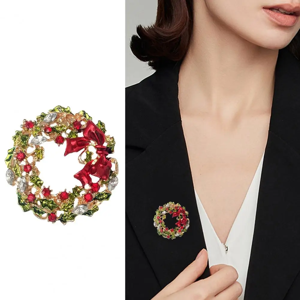 

Eye-catching Elegant Fadeless Decorative Bow-knot Peace Dove Christmas Wreath Breastpin Gifts Christmas Brooch for New Year