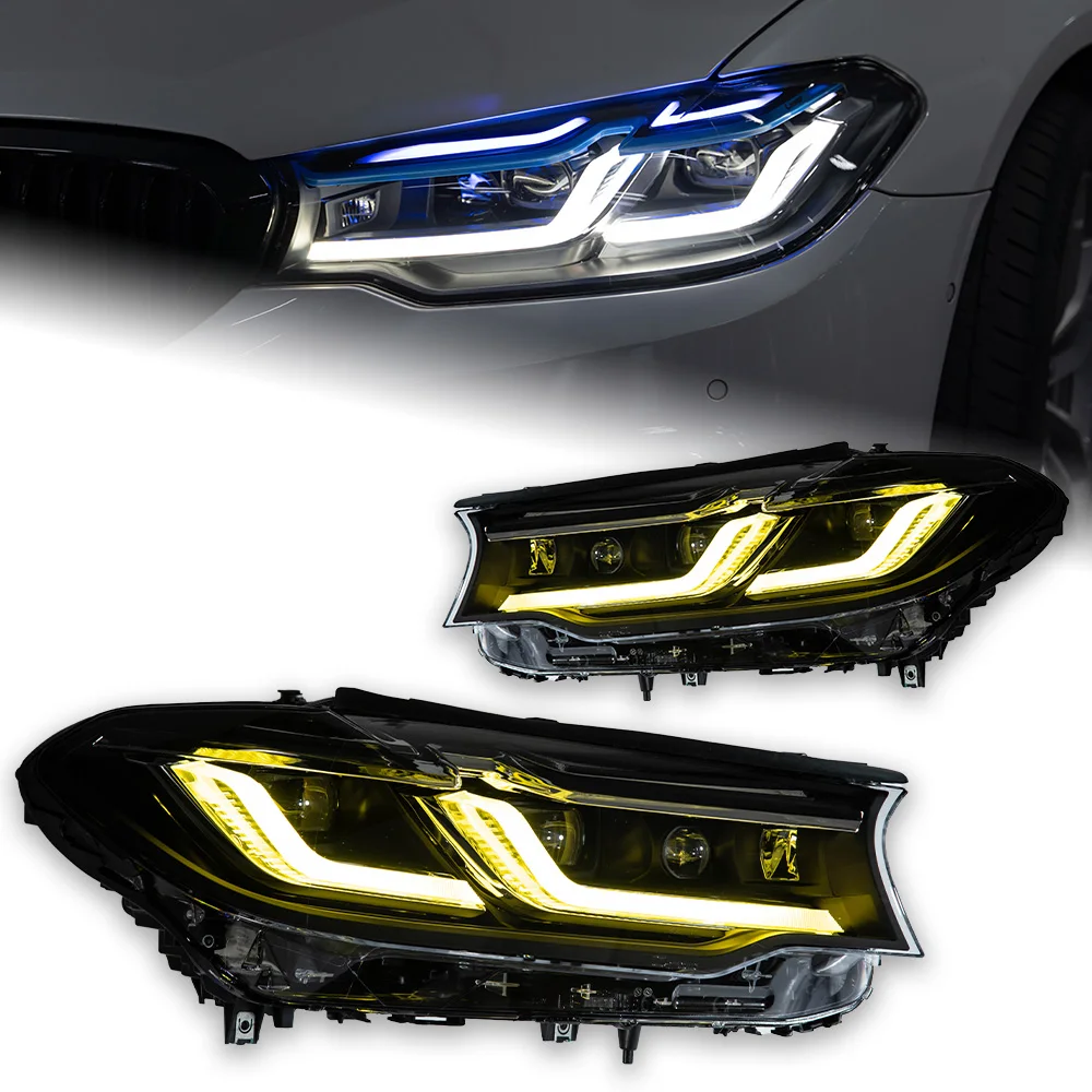 Фото Фары для BMW G30 525i 530i G38 LED 5 серии 2018-2020, автомобильные фары, стайлинг, DRL, сигнальные линзы, проектор, автоаксессуары №1