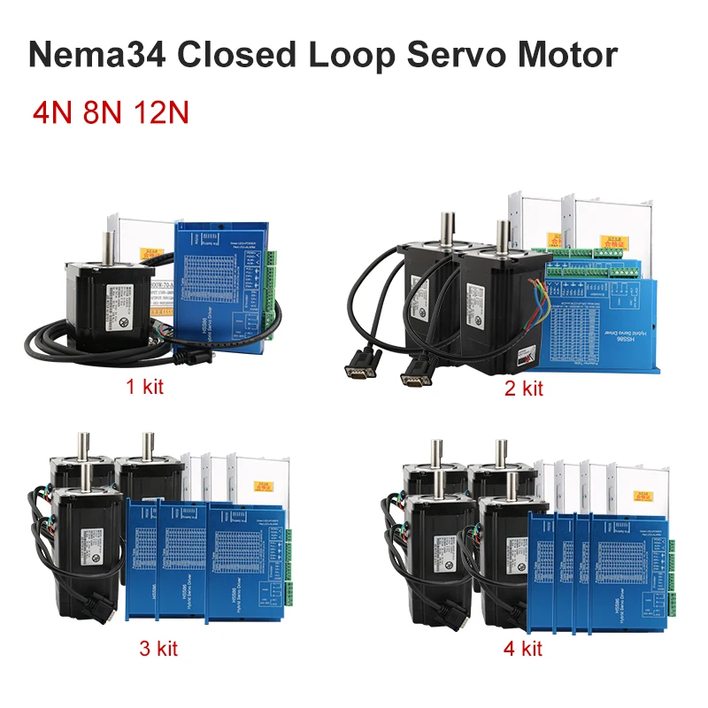 

Nema 34 12n 8n 4n Closed Loop Servo Motor Kit 6a 2 Phase+Hss86 Servo Driver+Encoder Cable+Cnc 800w 70v Power Supply
