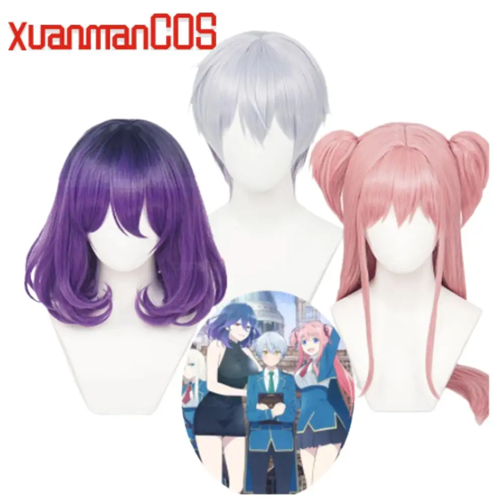 Купи Anime Kinsou no Vermeil Alto Goldfilled Cosplay Wig Lilia Kudelfate Light Blue Purple Short Hair Straight Role Play Headwear за 554 рублей в магазине AliExpress