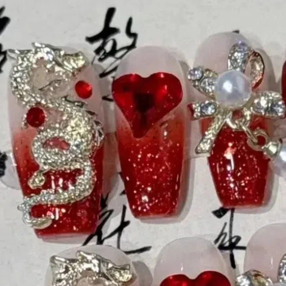 Клей для ногтей роскошные накладные накладки носимые ногти с сердечками любви