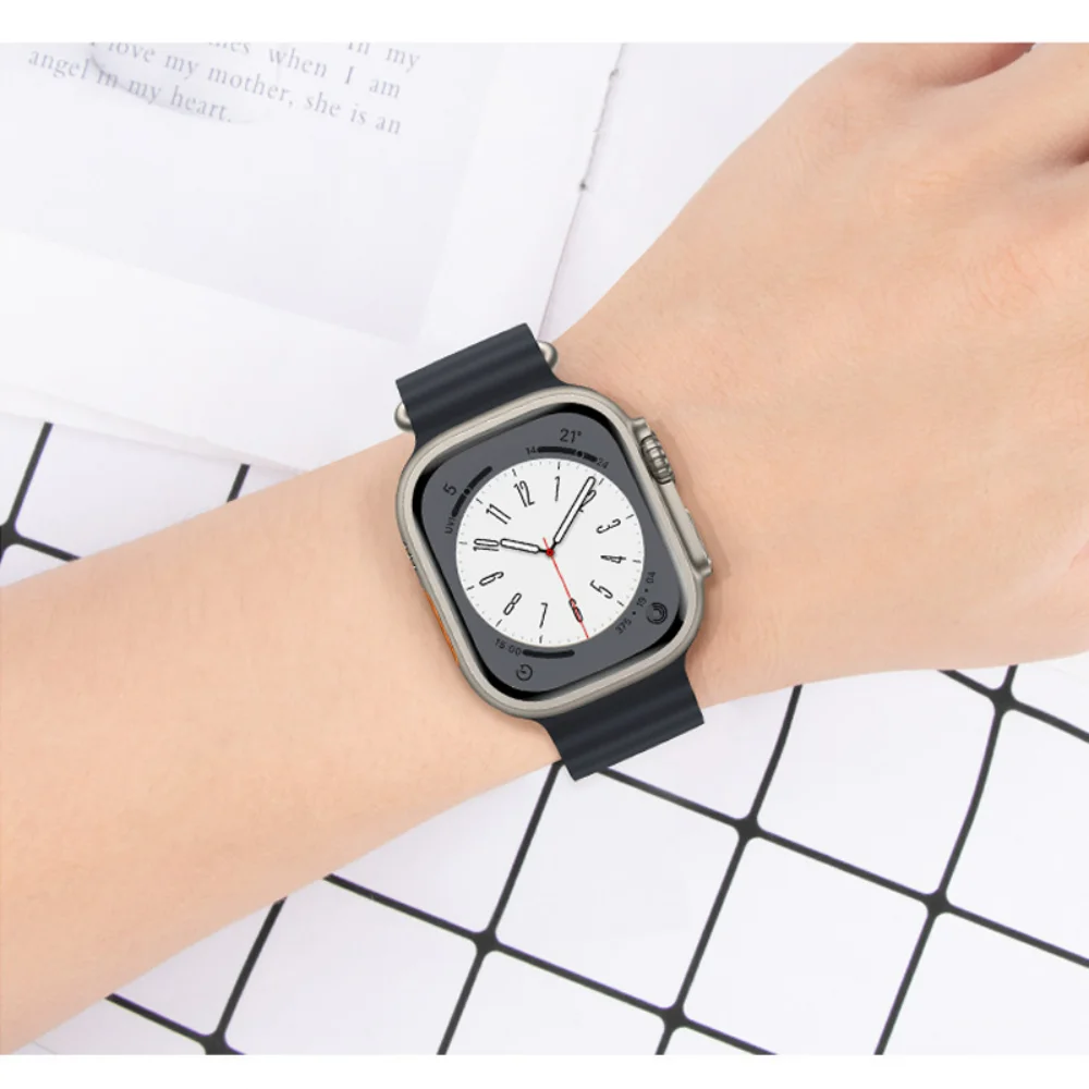 Strap For Apple Watch Ultra Bands 49mm 44mm 40mm 38mm 42mm 6 5 4 3 SE Silicone Sports Ocean Bracelet iWatch Series 8 7 45mm 41mm