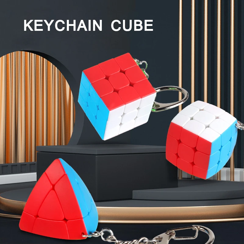 2022 Sengso Mini Keychain Magic Cube 3x3 Bread Mastermorphix Key Ring Small Magico Cubo Fans Symbol Gadget Backpack Pendant