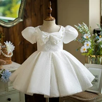girls dress 2022 spring and autumn new birthday catwalk white princess dress small host childrens piano costumes