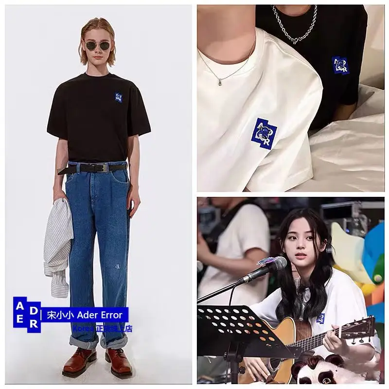 

2022 Summer Couple Fox Embroidery Tees Solid Color Short Sleeve T-shirt Women's Casual Loose Large T-shirt Men /women White Top