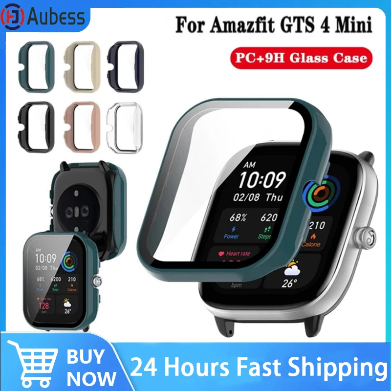 

PC+9H Glass Case For Huami Amazfit GTS 4 Mini 2mini GTS3 Smart Watch Bumper Frame Protector For Amazfit GTS4 Mini Cover Shell