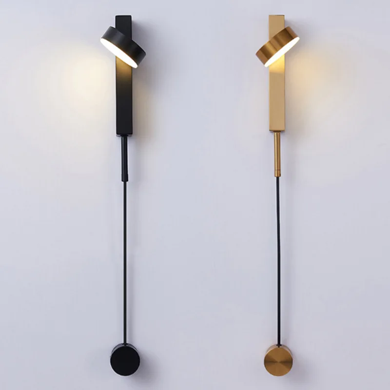 

Led Indoor Wall Lamps Rotation Dimming Switch Led Wall Light Modern Stai Wall Deco Wall Sconce Livingroom Golden Led Luminaire