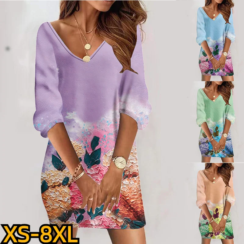 

Женское платье с принтом, зимнее облегающее платье с V-образным вырезом и рукавом