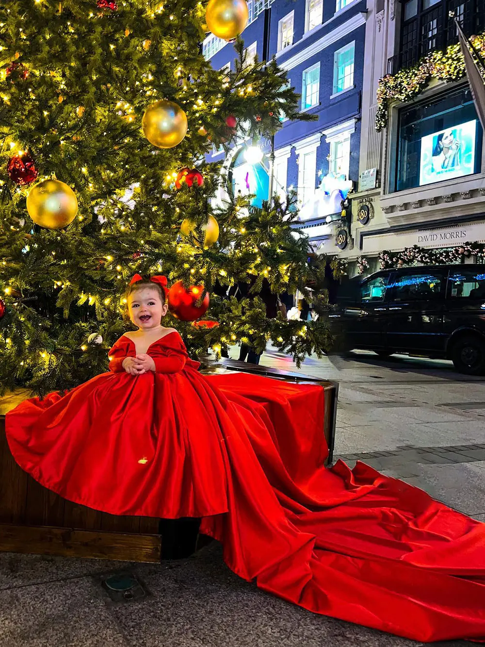 

Red Flower Girl Dress with Long Train Girls Princess Wedding Party Dress Girl Birthday Dresses Fashion Girl Vintage Dresses