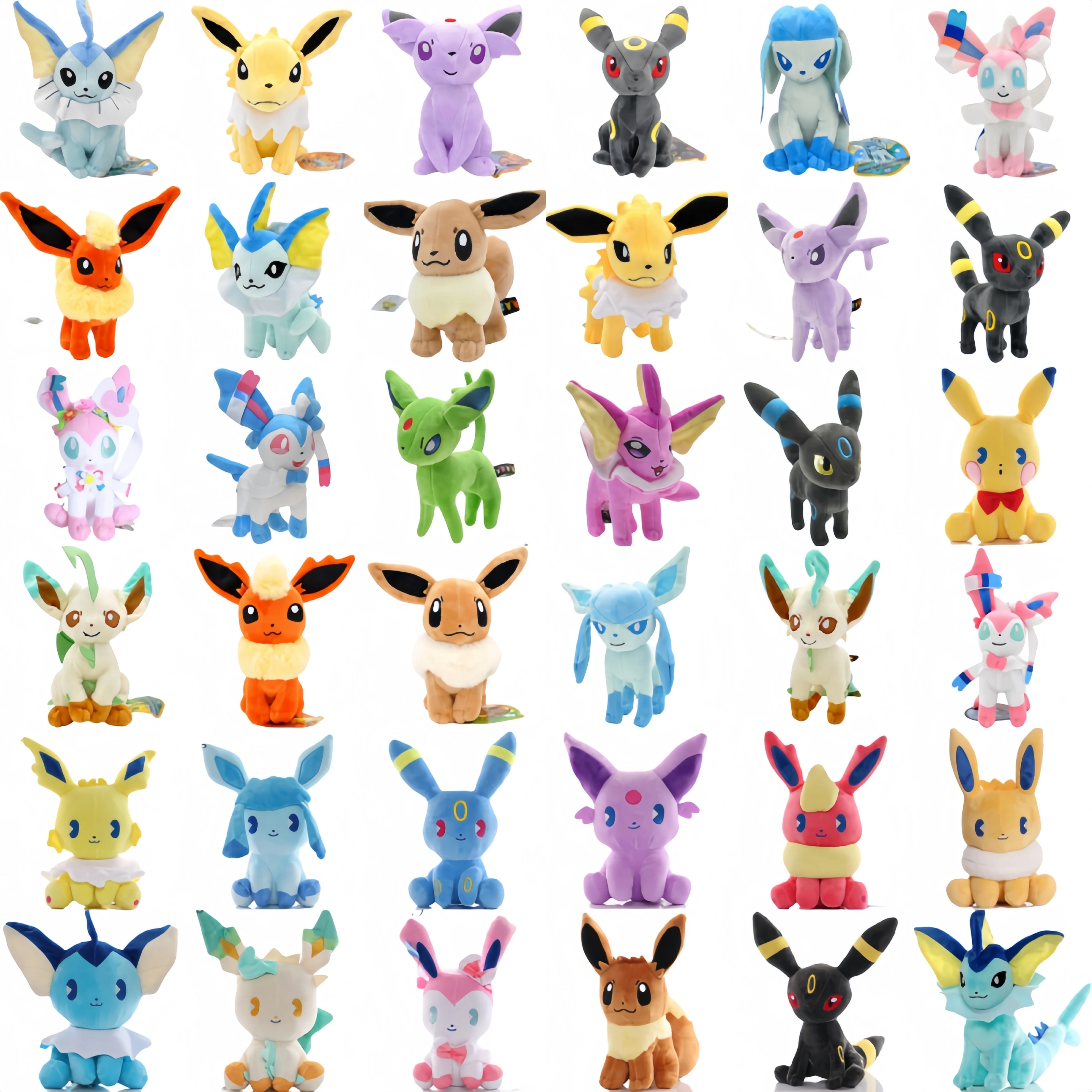 Pokemon Pikachu Shine Eevee Collection Plush Flareon Vaporeon Stuffed Doll Espeon Umbreon Glaceon Leafeon Sylveon Plushies