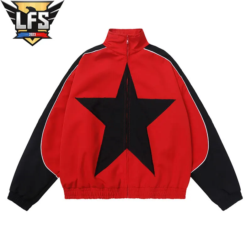 

Куртка мужская бейсбольная с воротником-стойкой, Повседневная Свободная пиджак в стиле колор блок, уличная одежда в стиле хип-хоп, в стиле Харадзюку, на весну-осень