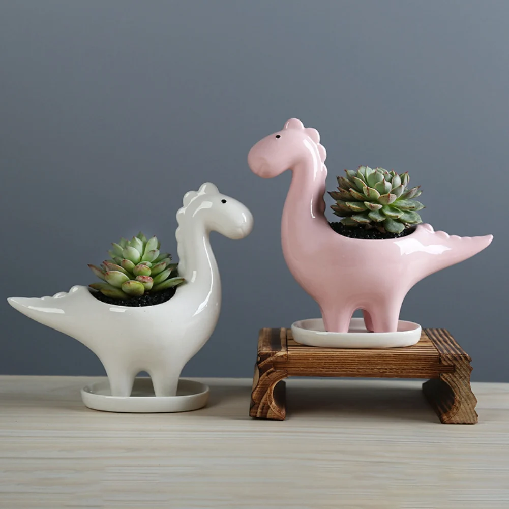 Cartoon Animal Tabletop Ornaments Ornaments Home Décor Ornaments Planting Pot Dinosaur Ceramic FlowerPots  Dinosaur