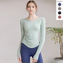 2021 autumn and winter new yoga clothing long sleeve V to get naked fashion sports fitness clothing 