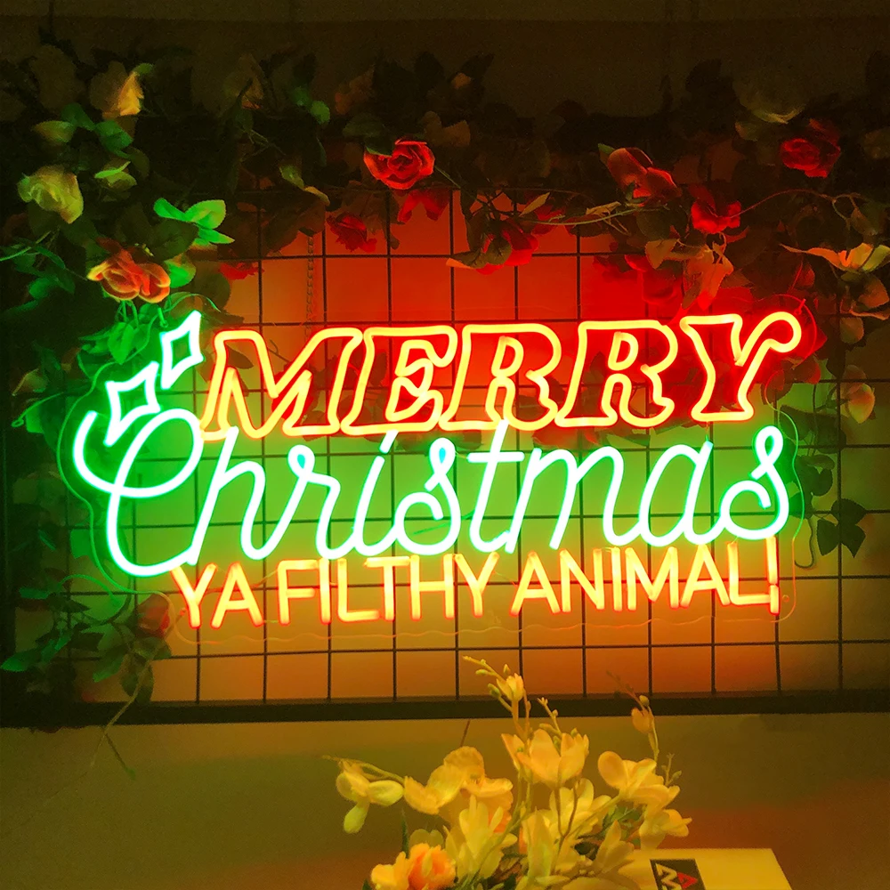 LED Merry Christmas Neon Sign Font Neon Lighting Custom Home Bedroom Living Room Decor Party Decoration