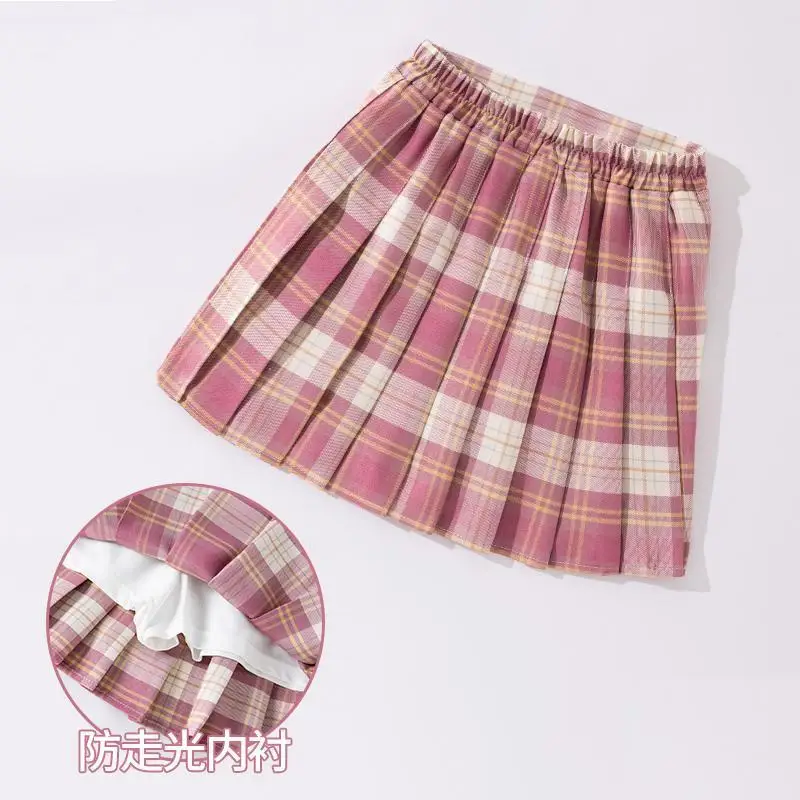 

2023 Baby Toddler Children Clothing School Uniform Plaid Girls Skirt Bottoming Princess Pleated Skirts Kids Short SKirt Summer