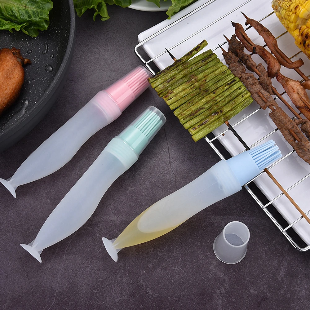 

Portable Barbecue Oil Bottle with Brush High Temperature Grill Oil Brush Liquid Oil Pastry Cooking BBQ Tool Kitchen Gadgets