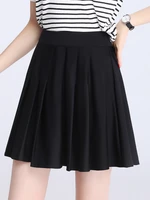 solid black high waist women skirt mini pleated a line high stretch thigh length y2k female streetwear boyfriend kawaii skirt