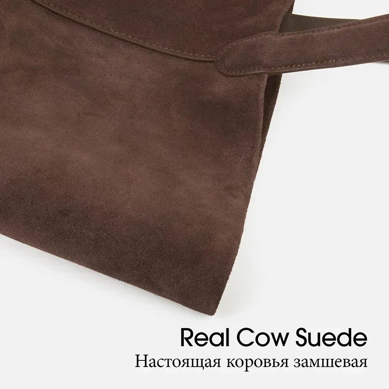 Женская сумка на плечо из замши цвет коричневый