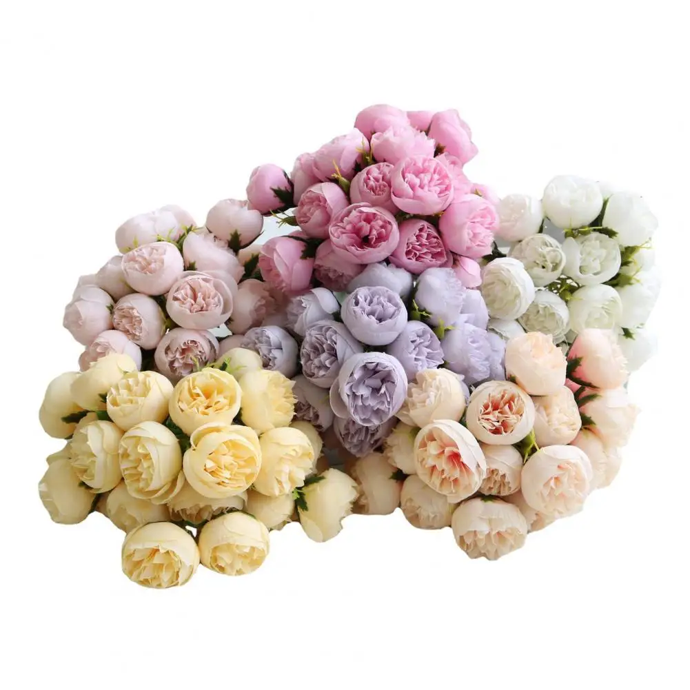 

Useful Never Fade Bright Color 27 Heads Rose DIY Wedding Bridal Hand Bouquet Faux Silk Cloth Fake Rose Bouquet Home Decor