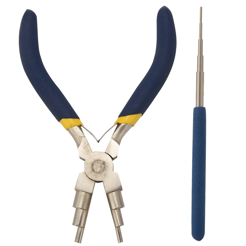 

Winding Tool, 2-Piece Winding Mandrel And 1 Piece Of 6-In-1 Bail Pliers For Wrapping Jewelry Wire And Forming Jump Loops
