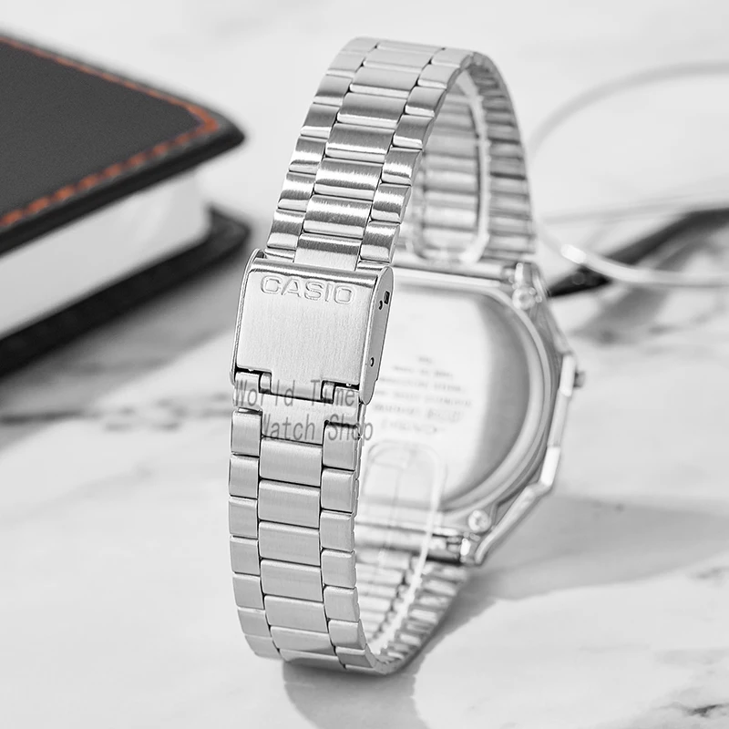 Часы Casio маленькие серебряные мужские комплект роскошные светодиодный цифровые