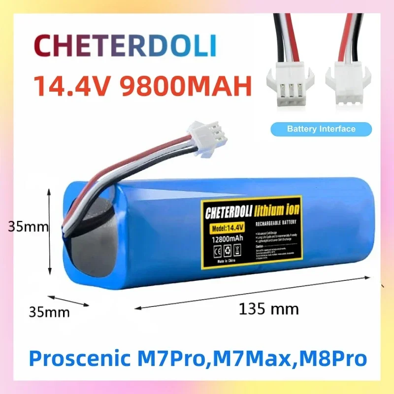 

New BatteryFor Proscenic M7Pro,M7Max,M8Pro,Lydsto R1,VIOMI S9,ROIDMI EVE Plus Robot Vacuum Cleaner Li-ion Battery 14.4V 6800mAh
