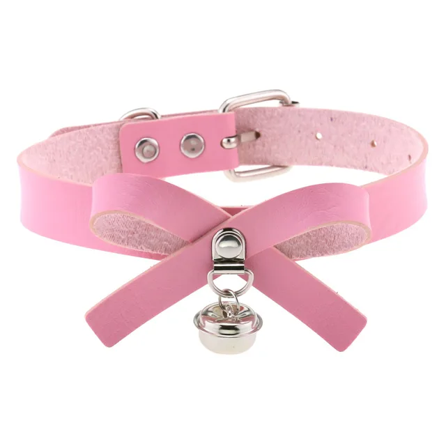 DIEZI Trendy Punk Pink Lace Leather Choker Necklace For Women Men Torques Harajuku Gothic Cirle Heart Pendant Necklace Jewelry 1