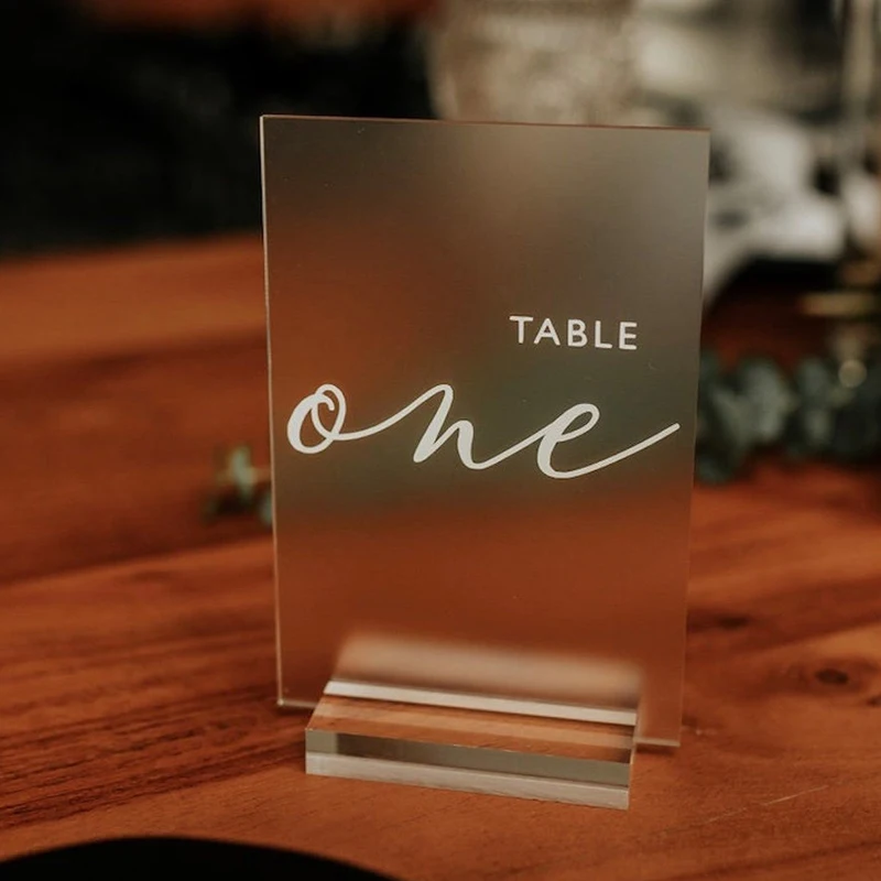 Wedding Table Number,Frosted Table Numbers with stand,Acrylic Wedding Sign,Acrylic Calligraphy Table Numbers,Wedding Table Decor