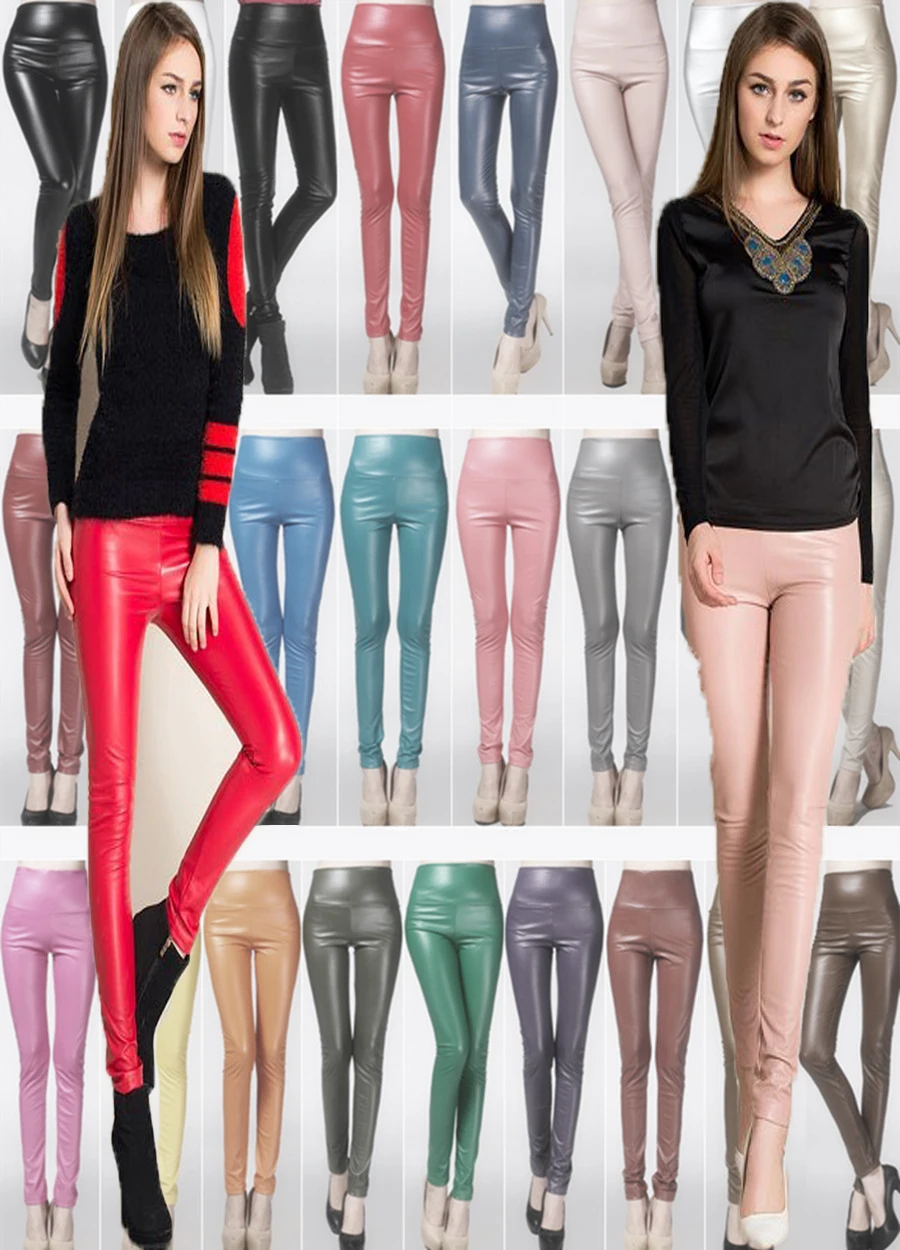 

New women pants winter for spring warm women wool leather pants high waist stretchable pencil slim women tight pants legings