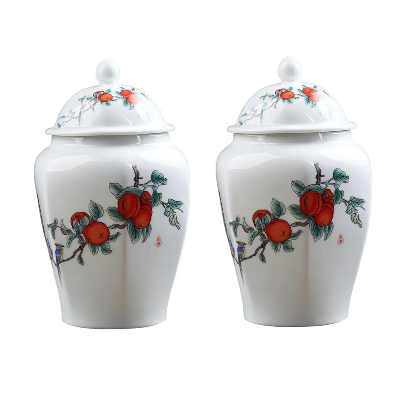 

Chinese Style Ceramic Ginger Jar with Sealed Lid Glazed Tea Canister Temple Jar Tea Jar Container Tea Tin Decoration