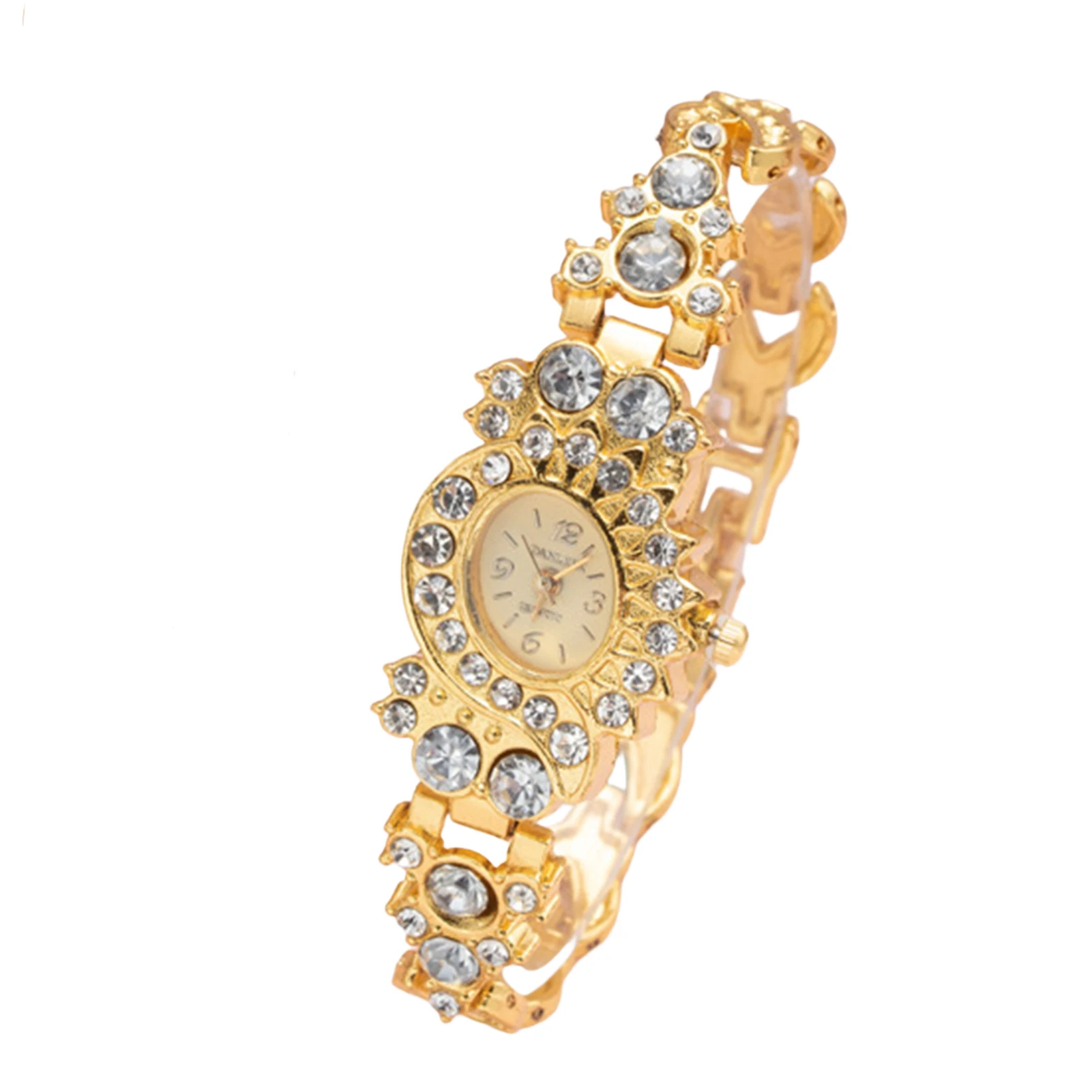 

Women's Crystal Quartz Watch Easy Read Dial Golden Rhinestone Plated Watches for Girlfriend Birthday Gift