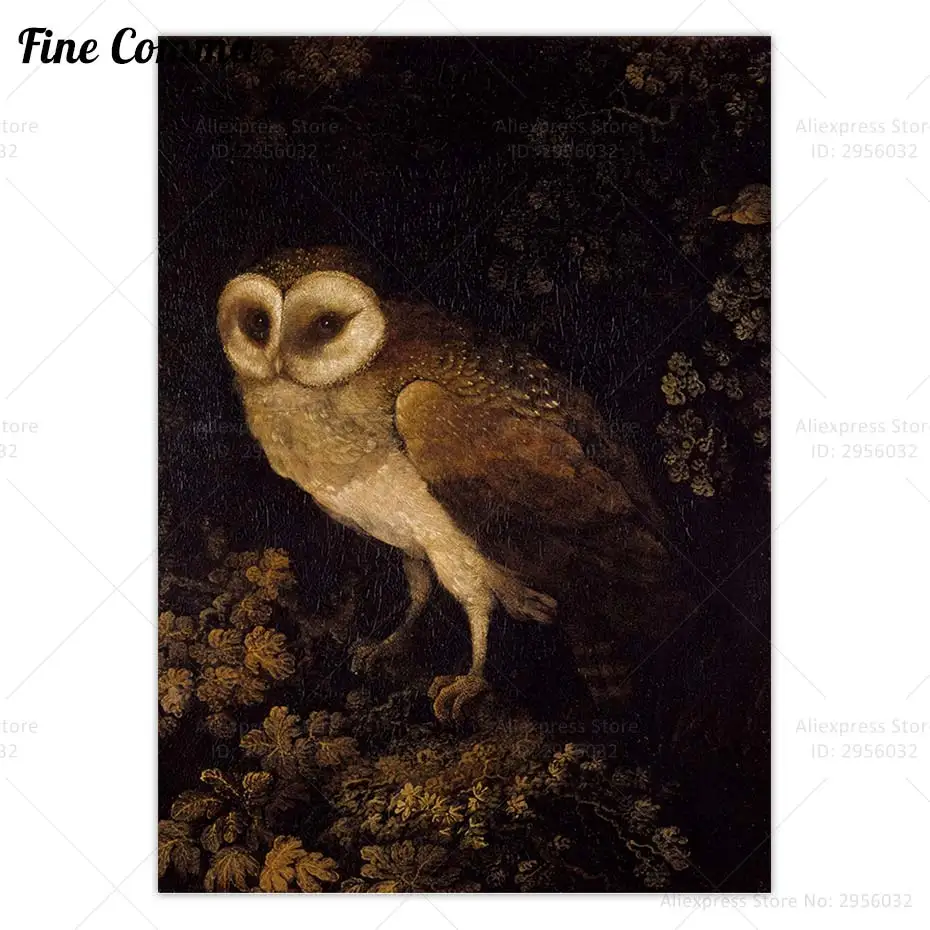Античная сова, ВИНТАЖНЫЙ ПЛАКАТ, Моисей хаугтон, холст, принт, Муди, деревенская птица, Кард, Академия, животные, настенная живопись, домашний декор
