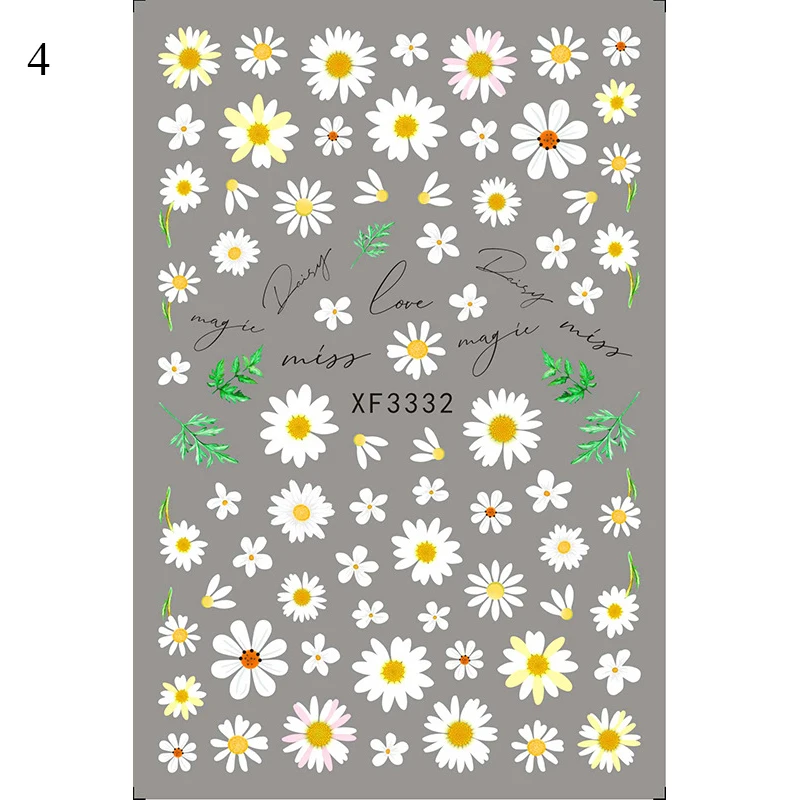 

Elegant Daisy Autumn Leaves Nail Stickers Sweet Floral Flowers Nails Art Manicure Back Glue Decal Self-Adhesive Sticker For Nail